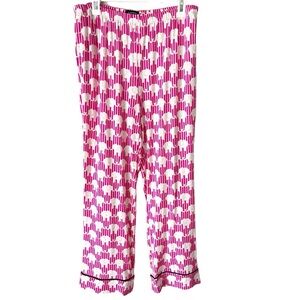 Kate Spade Pajama Pants Women's Large Elephant Stripe Magenta Novelty Print PJs